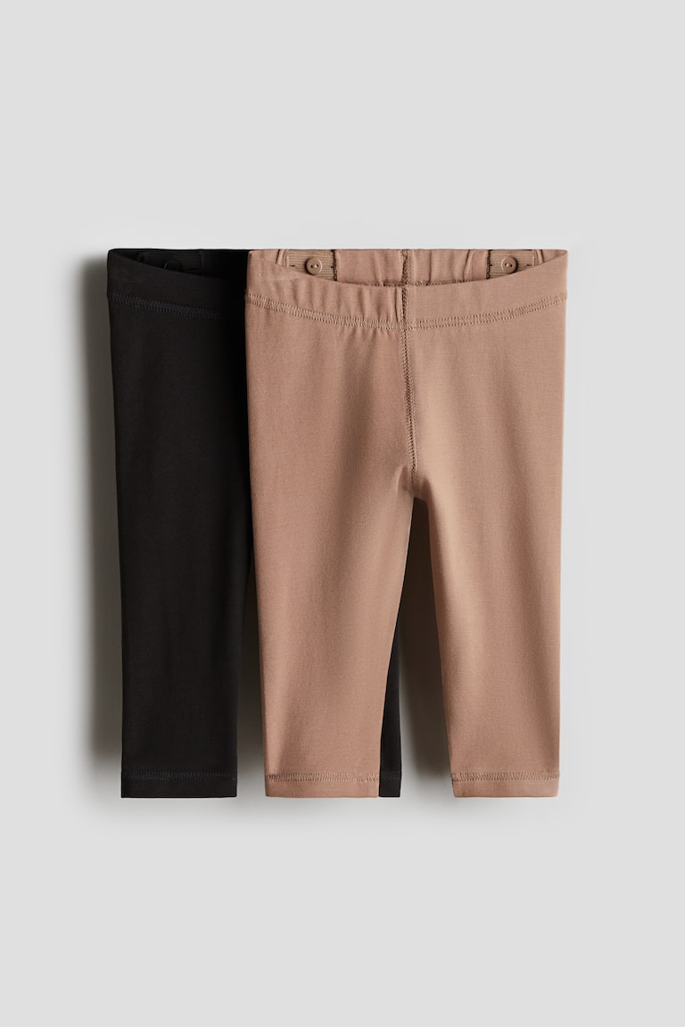H&M Leggings in jersey di cotone pima 2 pezzi - Beige/rosa polvere - BAMBINO