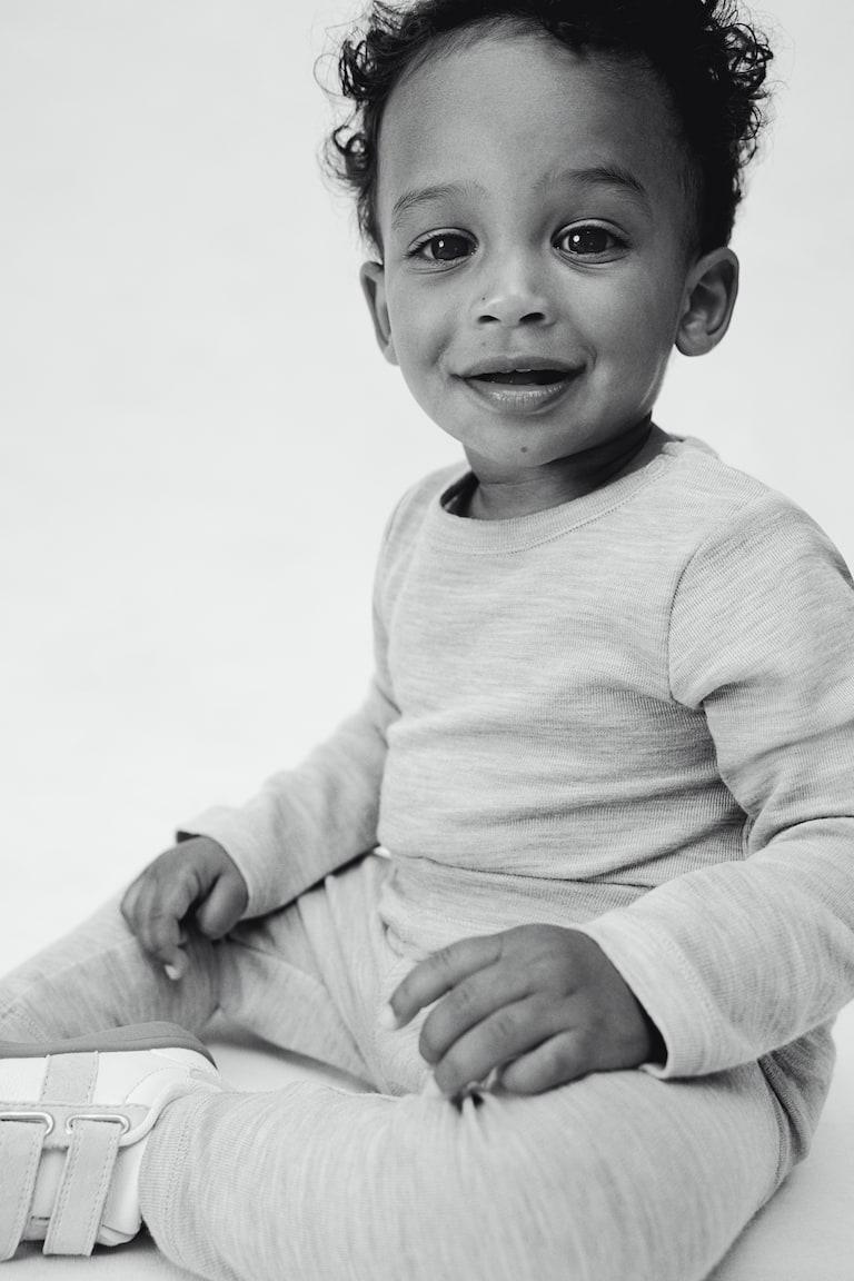 H&M Leggings In Jersey Di Lana - Grigio Scuro Mélange - BAMBINO