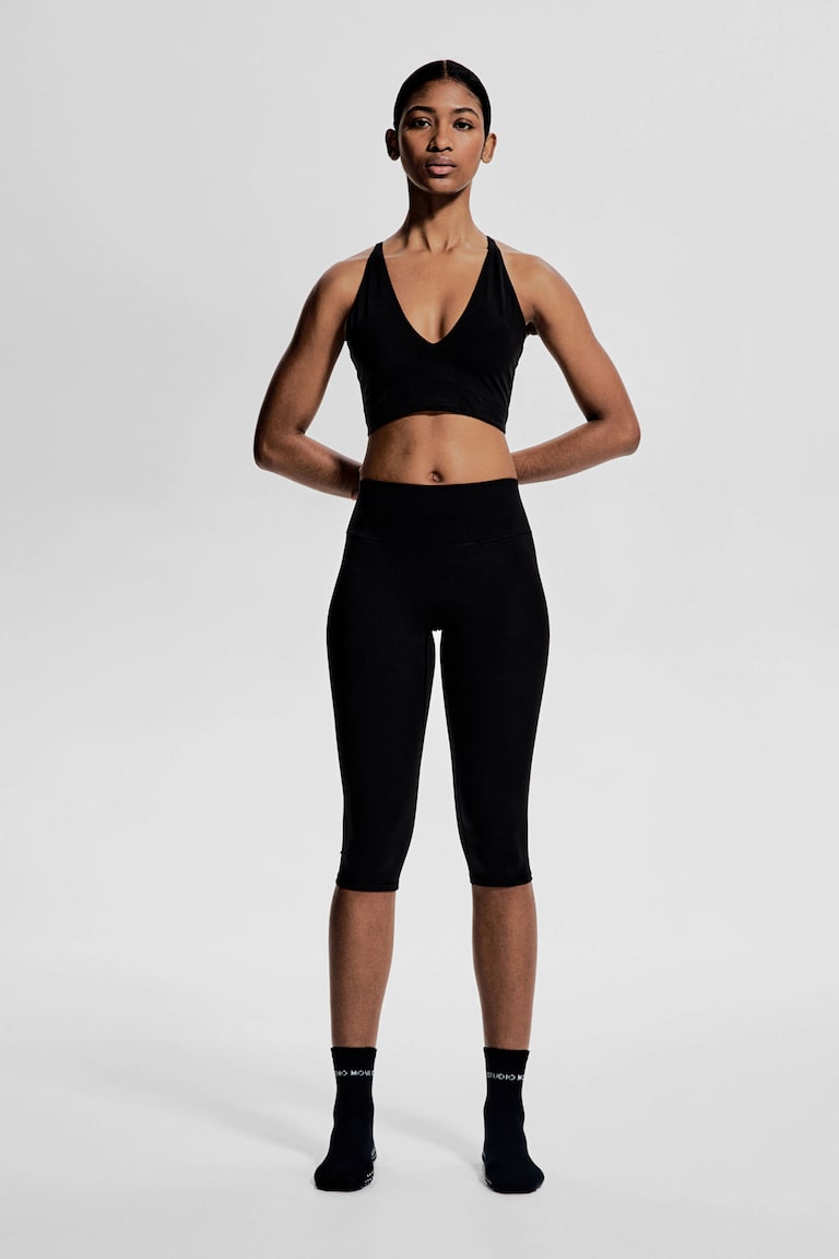 H&M Leggings Sportivi A Tre Quarti Con SoftMove™ - Grigio Scuro - DONNA