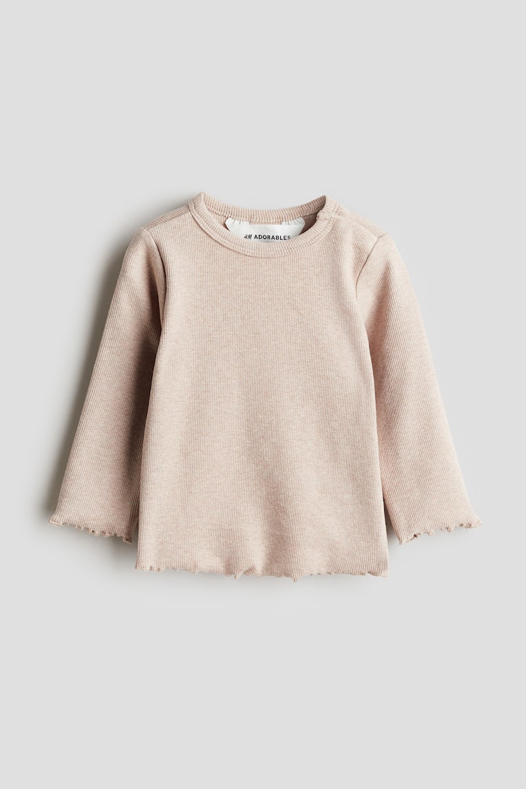 H&M Maglia a coste a maniche lunghe - Bianco/fiori - BAMBINO