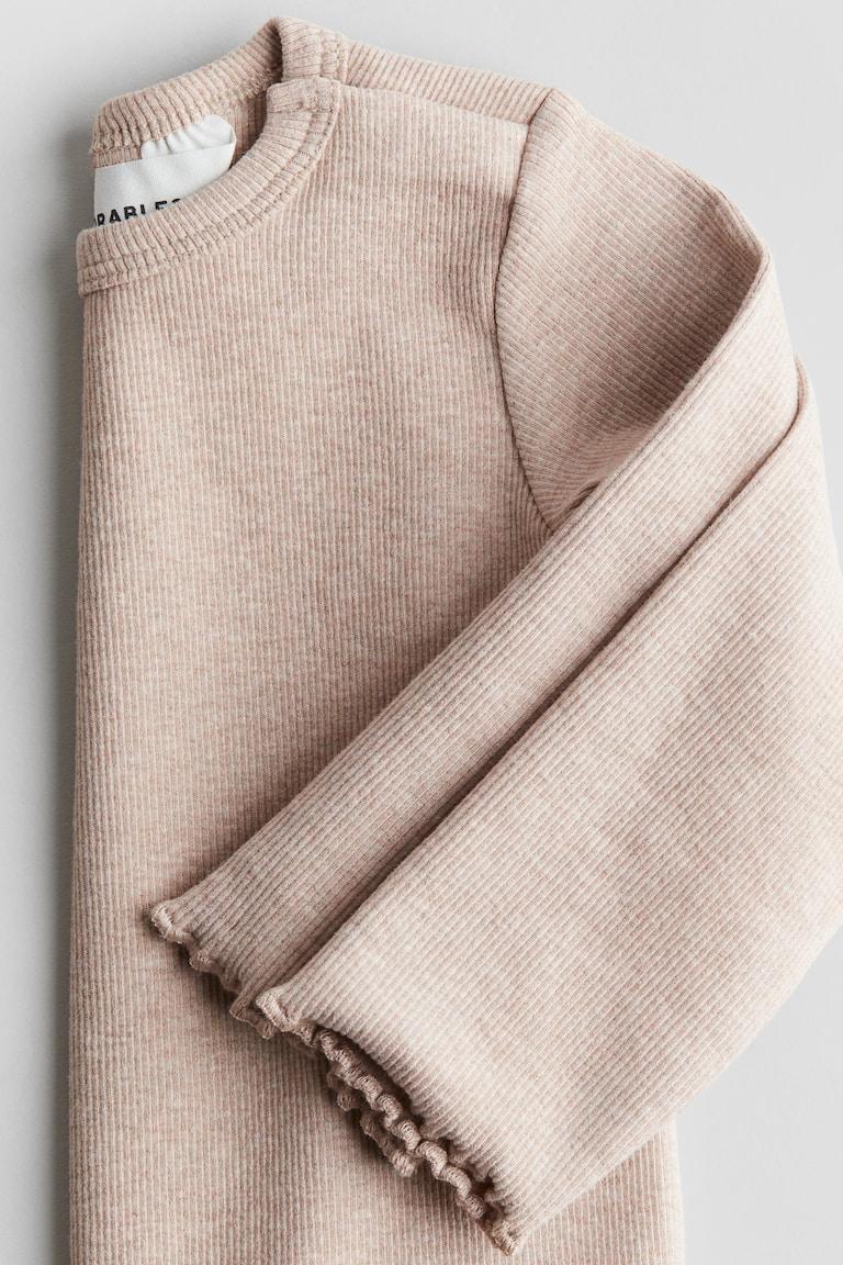 H&M Maglia A Coste A Maniche Lunghe - Rosa Pallido - BAMBINO