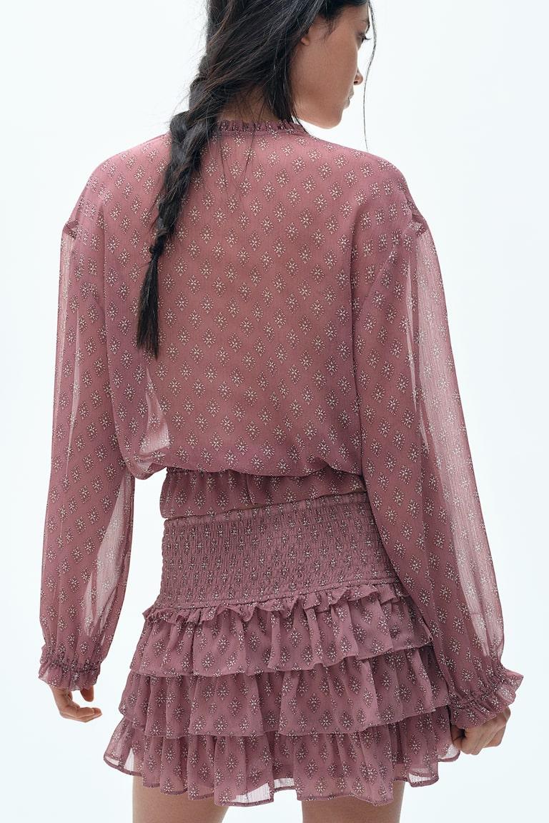 H&M Minigonna A Balze - Giallo Chiaro/motivi Cashmere - DONNA