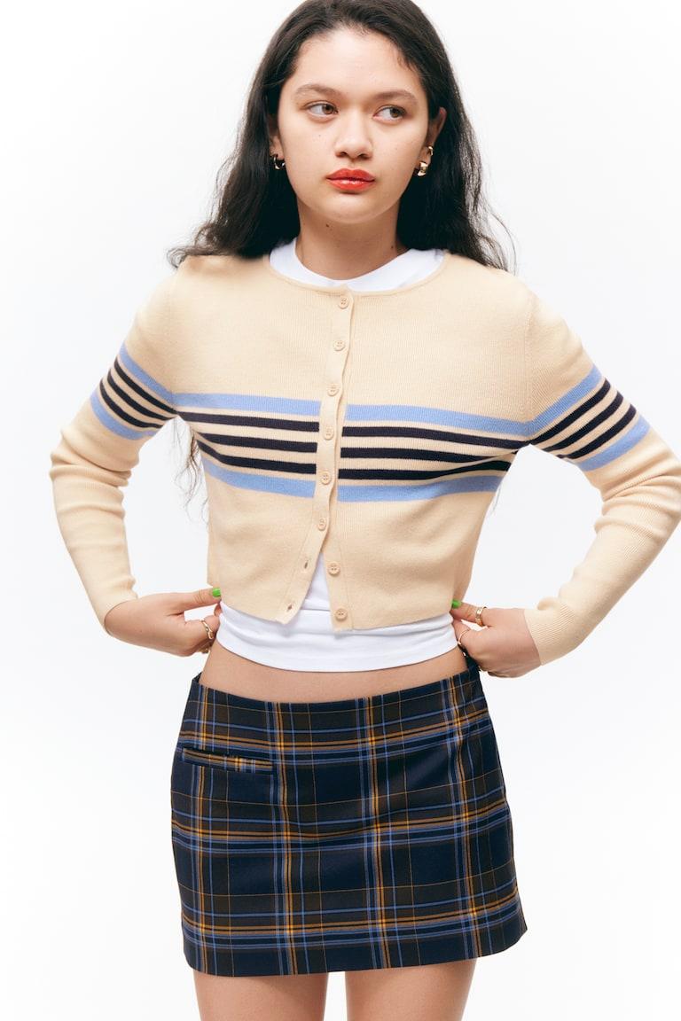 H&M Minigonna In Tessuto Per Abiti A Vita Bassa - Blu Scuro A Quadri - DONNA