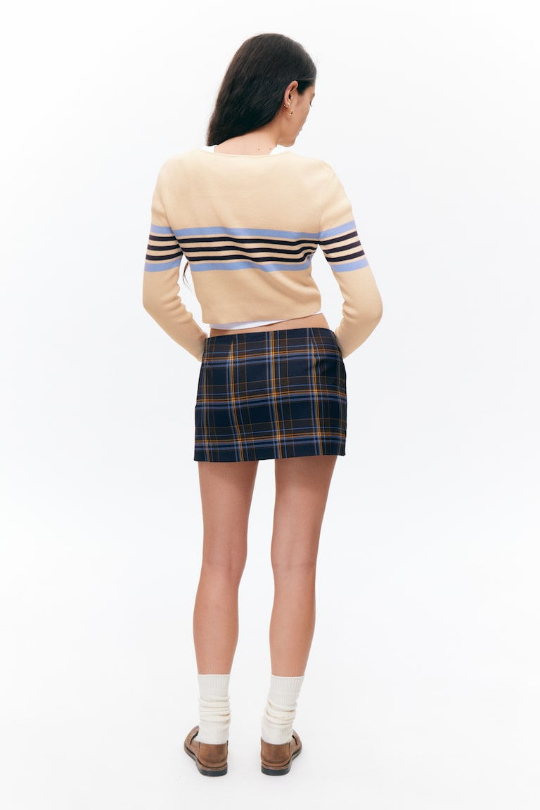 H&M Minigonna In Tessuto Per Abiti A Vita Bassa - Blu Scuro A Quadri - DONNA