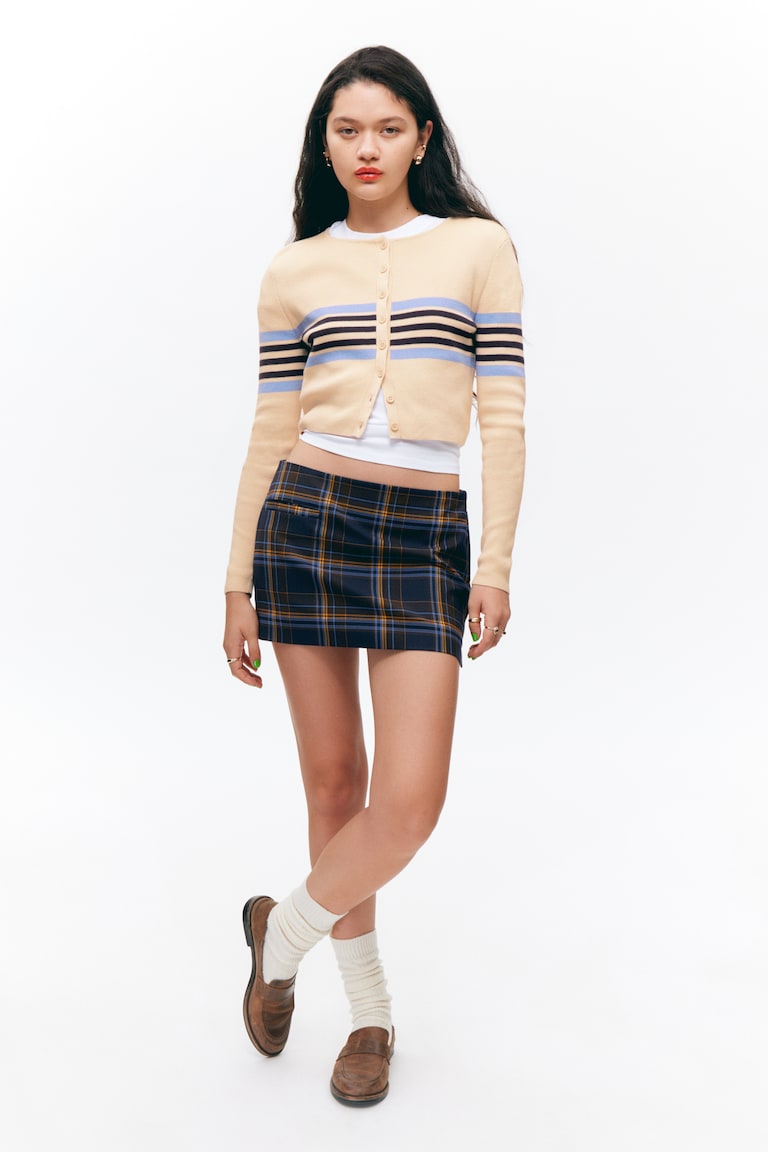 H&M Minigonna in tessuto per abiti a vita bassa - Blu scuro a quadri - DONNA