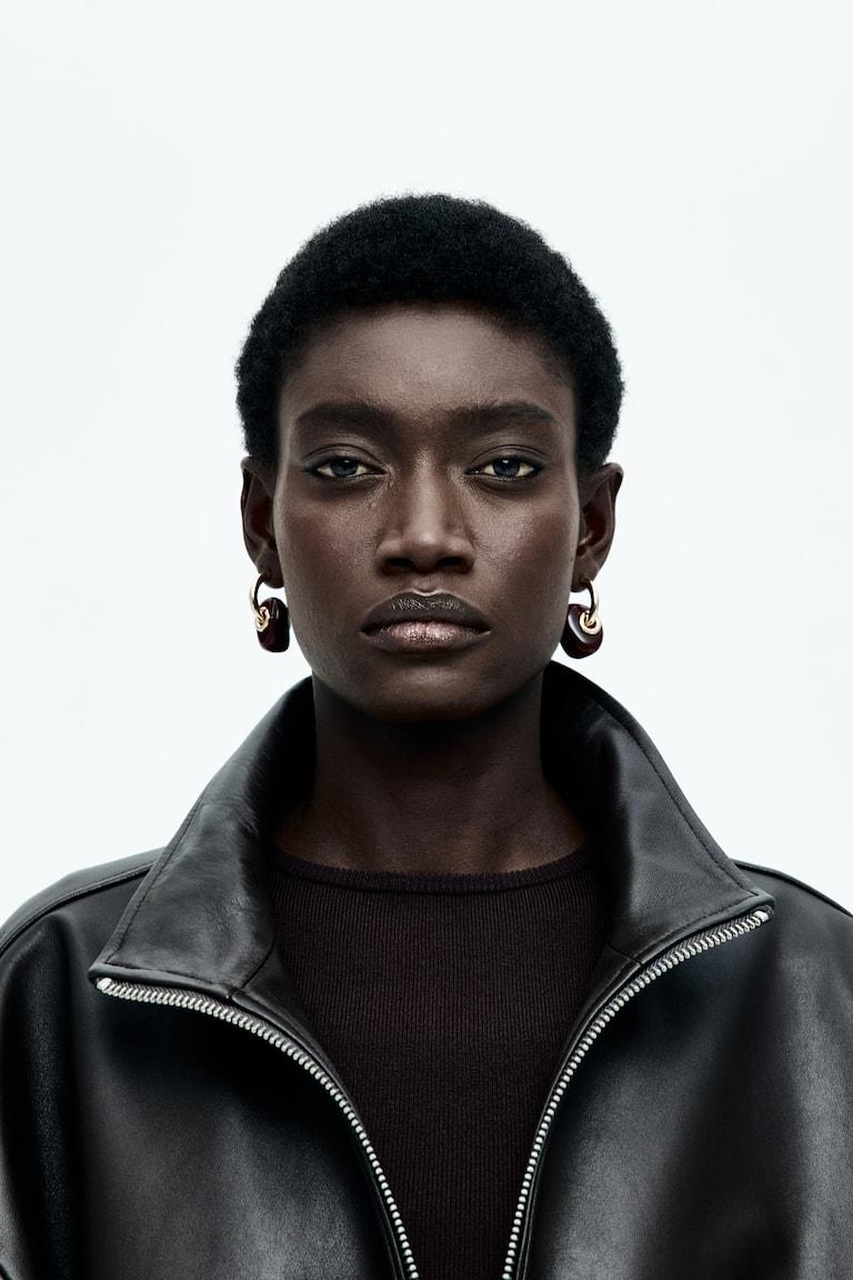 H&M Orecchini Ad Anello Con Pendenti - Dorato/marrone Scuro - DONNA