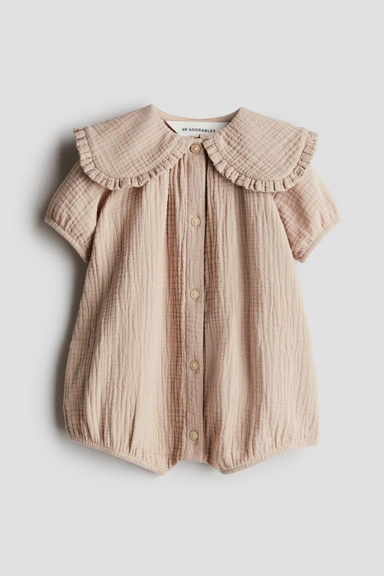 H&M Pagliaccetto in mussola di cotone - Crema/fiori - BAMBINO