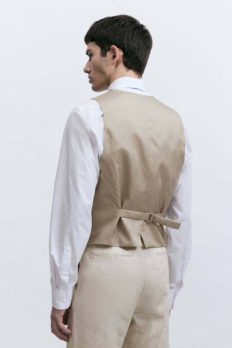 H&M Panciotto Elegante In Lino Slim Fit - Blu Navy - UOMO