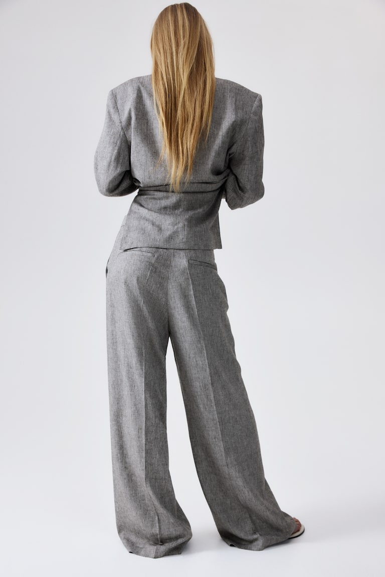 H&M Pantaloni Ampi In Misto Lino - Beige Chiaro - DONNA