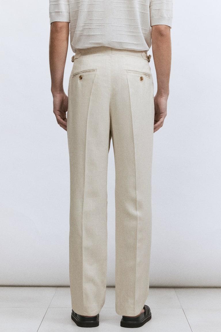 H&M Pantaloni Da Completo In Misto Lino Regular Fit - Beige Chiaro - UOMO