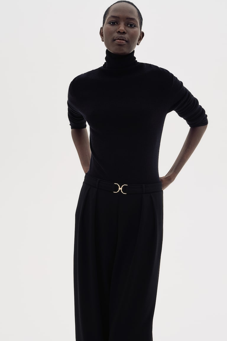 H&M Pantaloni Eleganti Con Fibbia Decorativa - Crema - DONNA