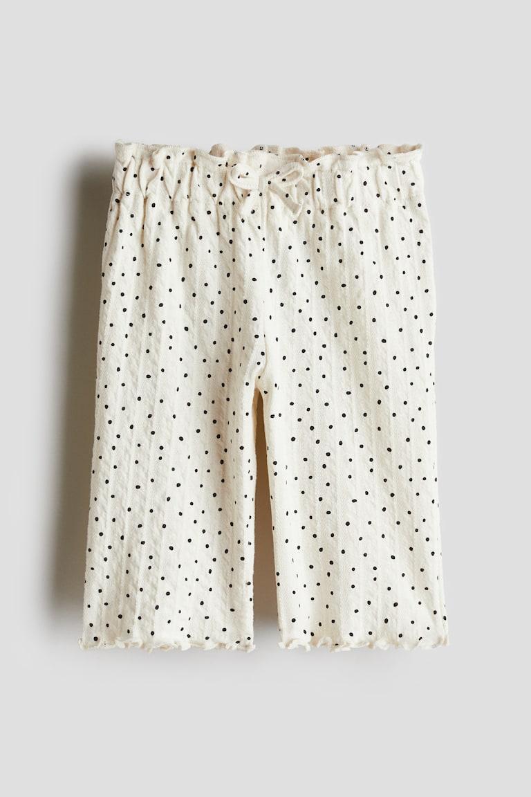 H&M Pantaloni in cotone strutturato - Bianco/pois - BAMBINO