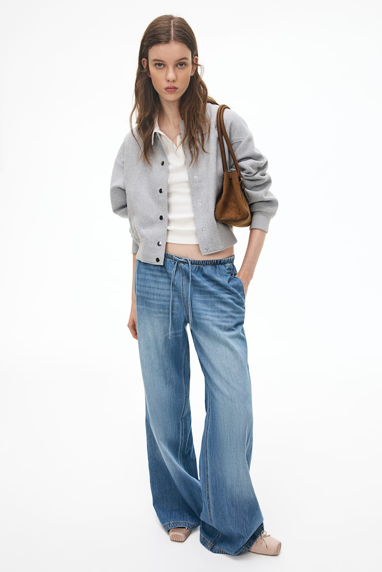 H&M Pantaloni In Denim Con Coulisse - Blu Denim Chiaro - DONNA