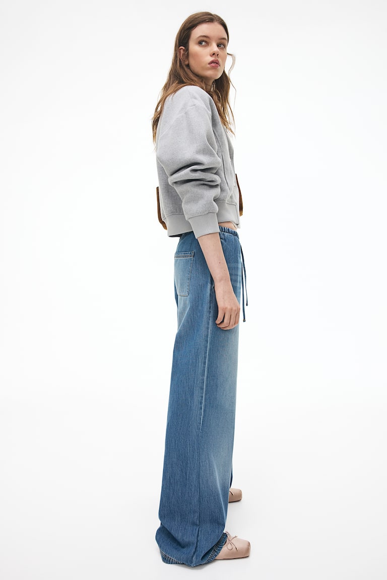 H&M Pantaloni in denim con coulisse - Blu denim chiaro - DONNA