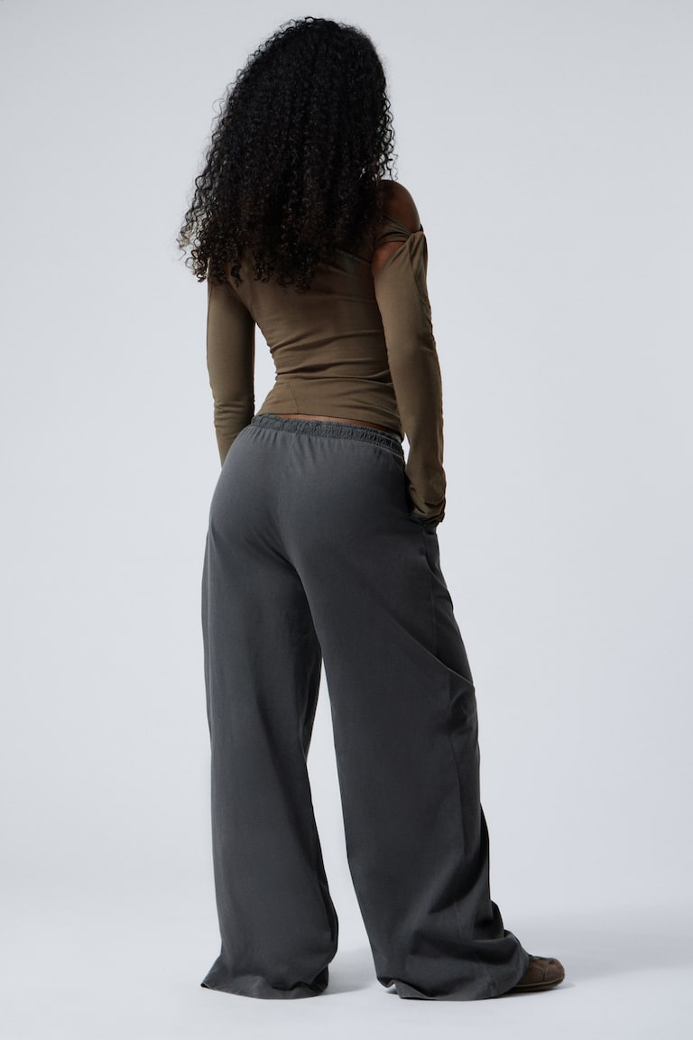 H&M Pantaloni In Jersey Wide Leg Con Vestibilità Loose - Marrone Scuro Lavato - DONNA