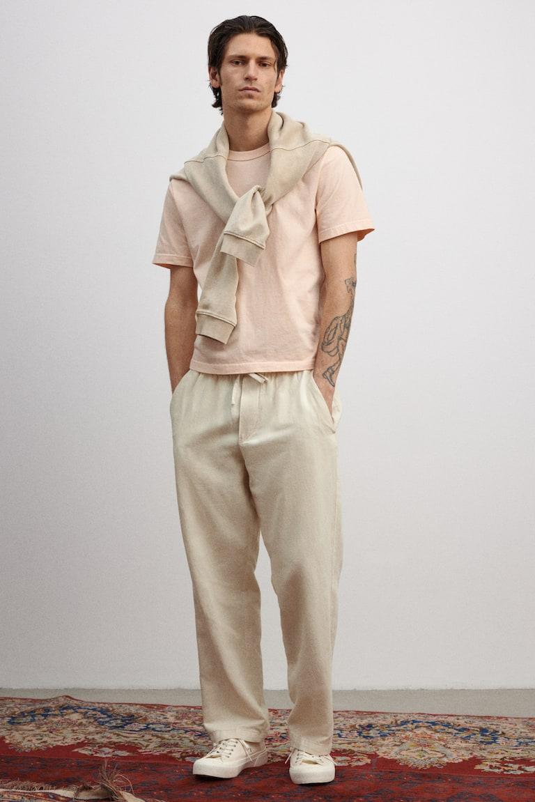 H&M Pantaloni in lino Relaxed Fit - Beige chiaro - UOMO