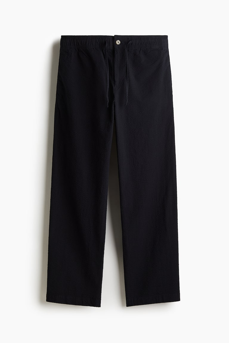 H&M Pantaloni In Seersucker Relaxed Fit - Blu Navy - UOMO