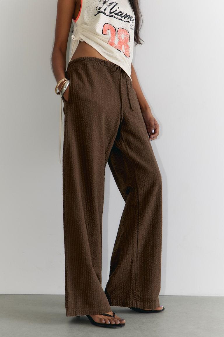 H&M Pantaloni Relaxed Con Vita Bassa Pull-on - Bianco Polvere - DONNA