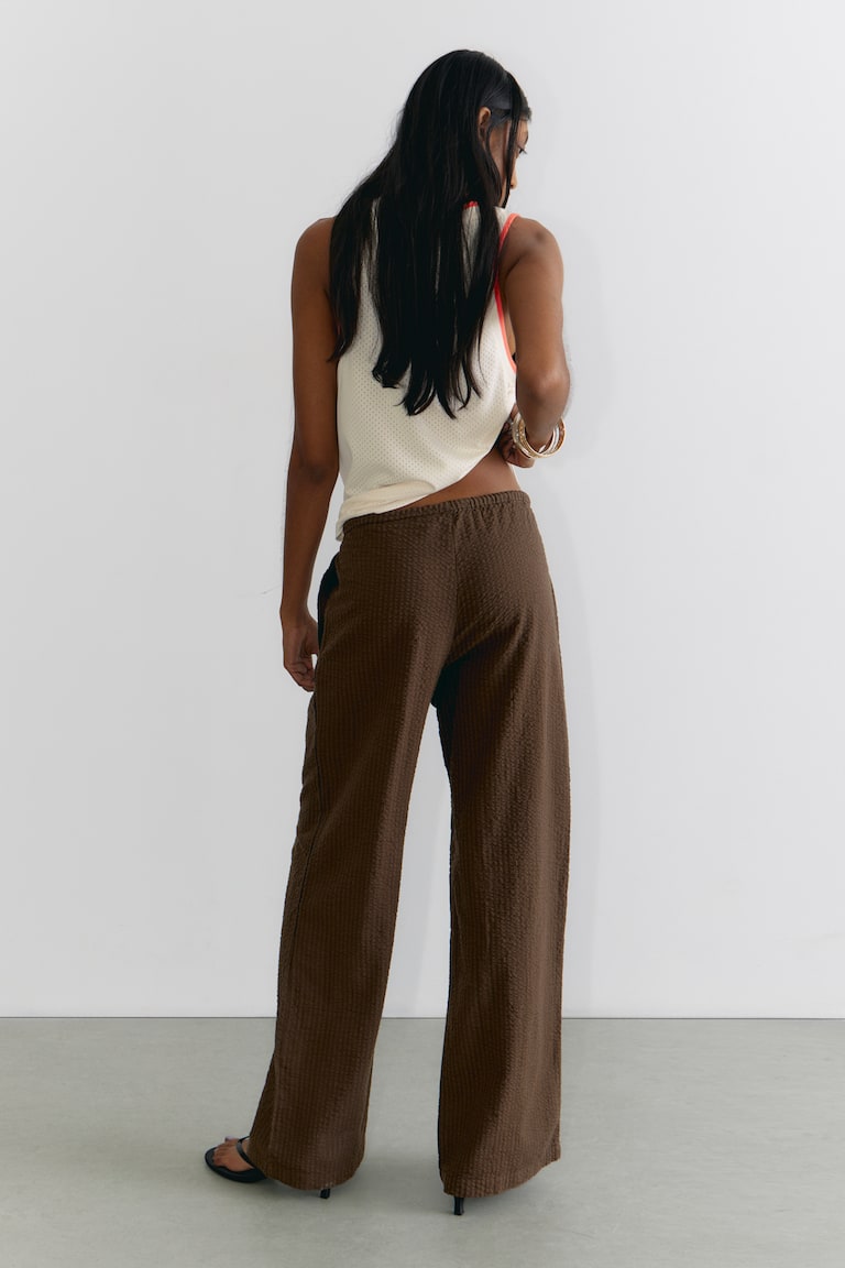 H&M Pantaloni Relaxed Con Vita Bassa Pull-on - Marrone Scuro - DONNA