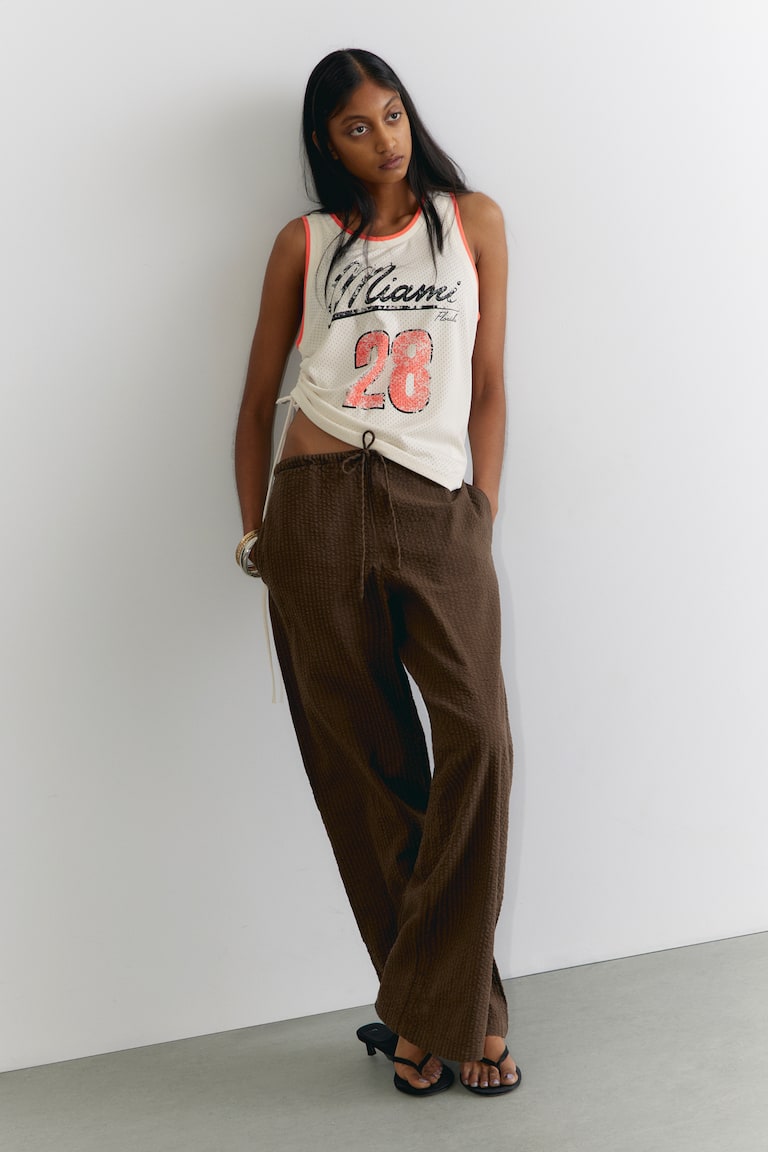 H&M Pantaloni relaxed con vita bassa pull-on - Marrone scuro - DONNA