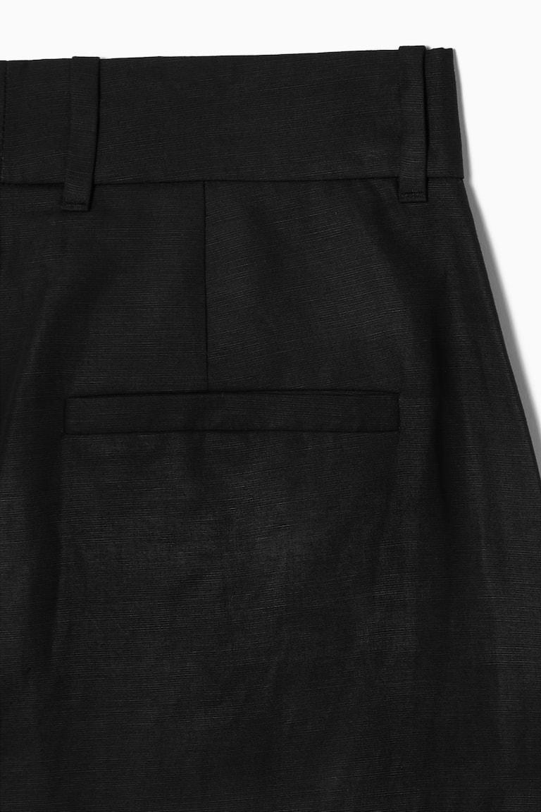 H&M PANTALONI RILASSATI IN MISTO LINO A GAMBA LARGA - BLACK - DONNA