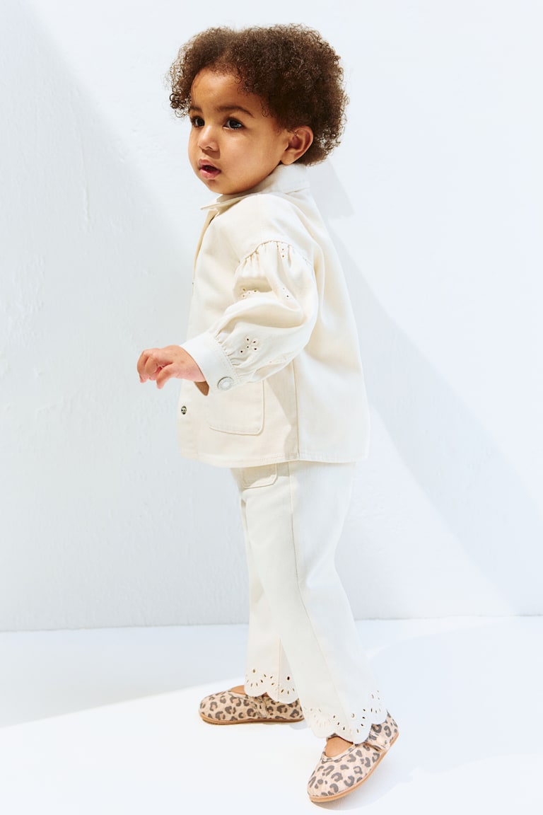 H&M Pantaloni Svasati In Twill Di Cotone - Giallo Chiaro - BAMBINO