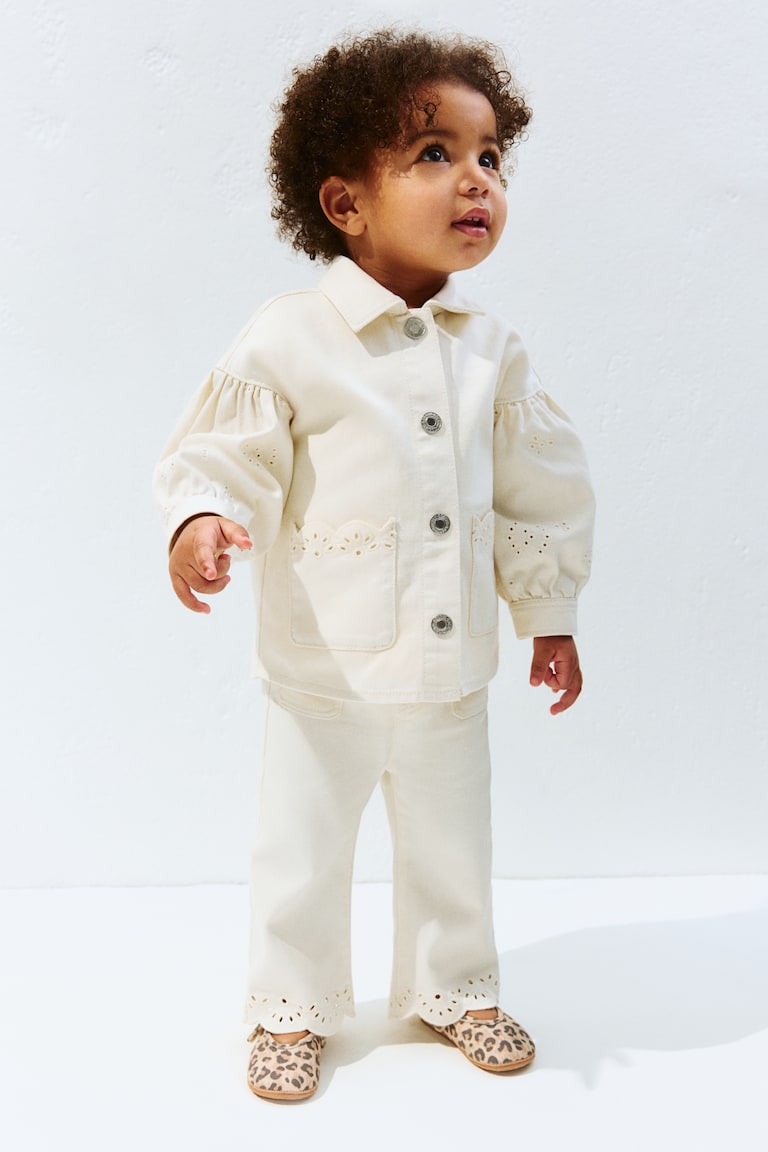 H&M Pantaloni svasati in twill di cotone - Giallo chiaro - BAMBINO