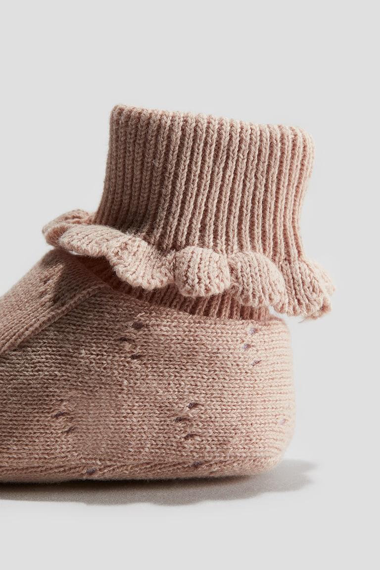 H&M Pantofoline Alte In Maglia Di Cotone - Rosa Polvere Chiaro - BAMBINO