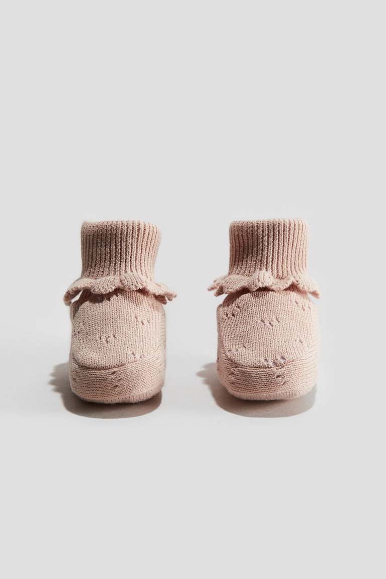 H&M Pantofoline Alte In Maglia Di Cotone - Rosa Polvere Chiaro - BAMBINO