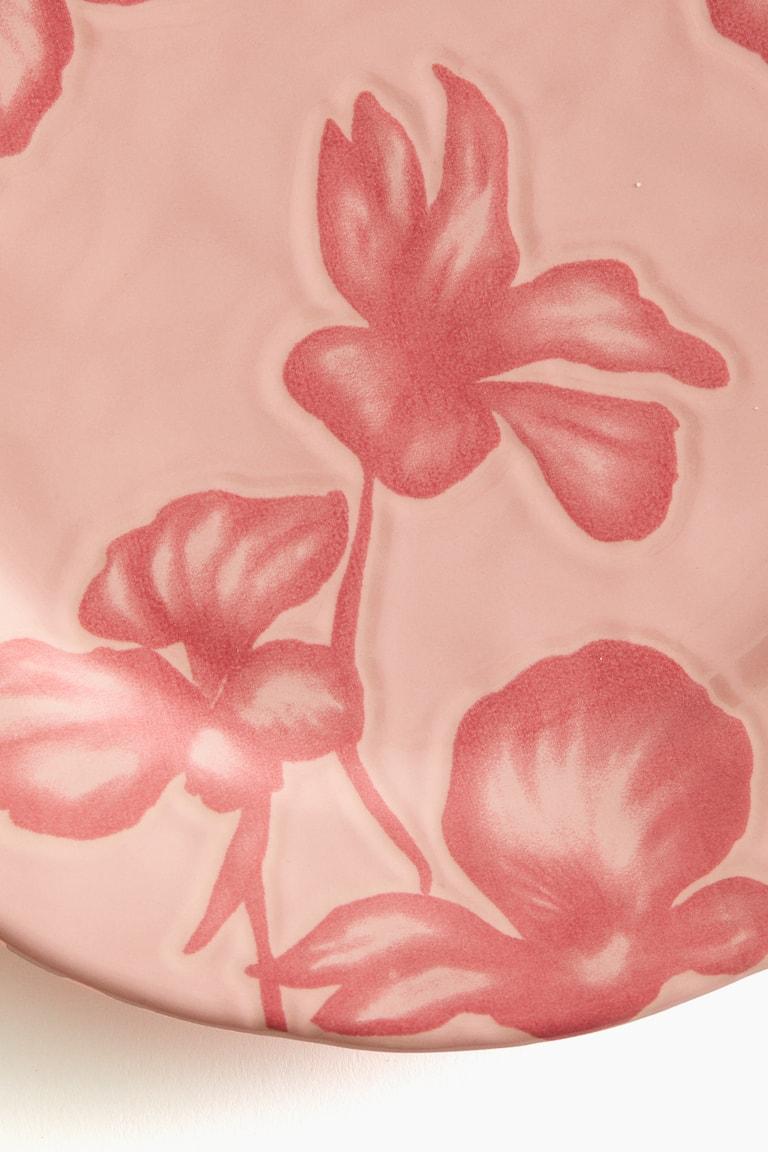 H&M Piatto Da Dessert In Gres Fantasia - Verde Kaki/fiori - HOME