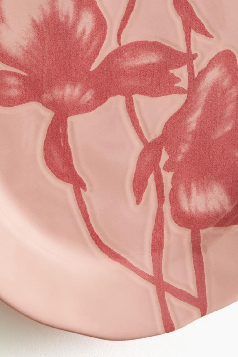 H&M Piatto Da Portata In Gres Con Motivo - Rosa Polvere/fiori - HOME