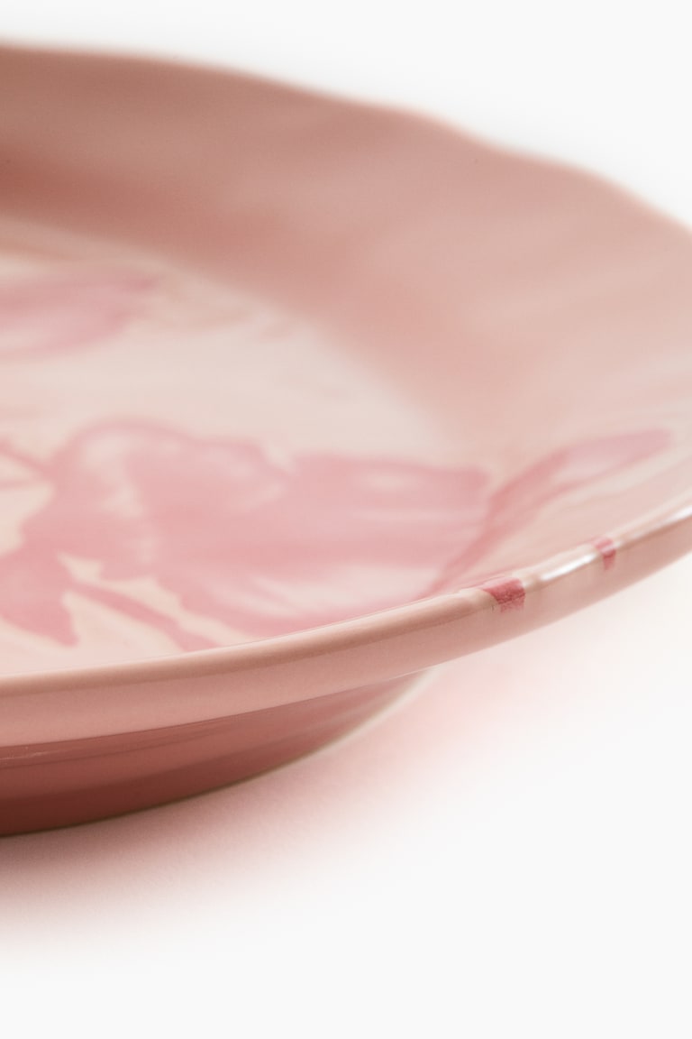 H&M Piatto Da Portata In Gres Con Motivo - Rosa Polvere/fiori - HOME