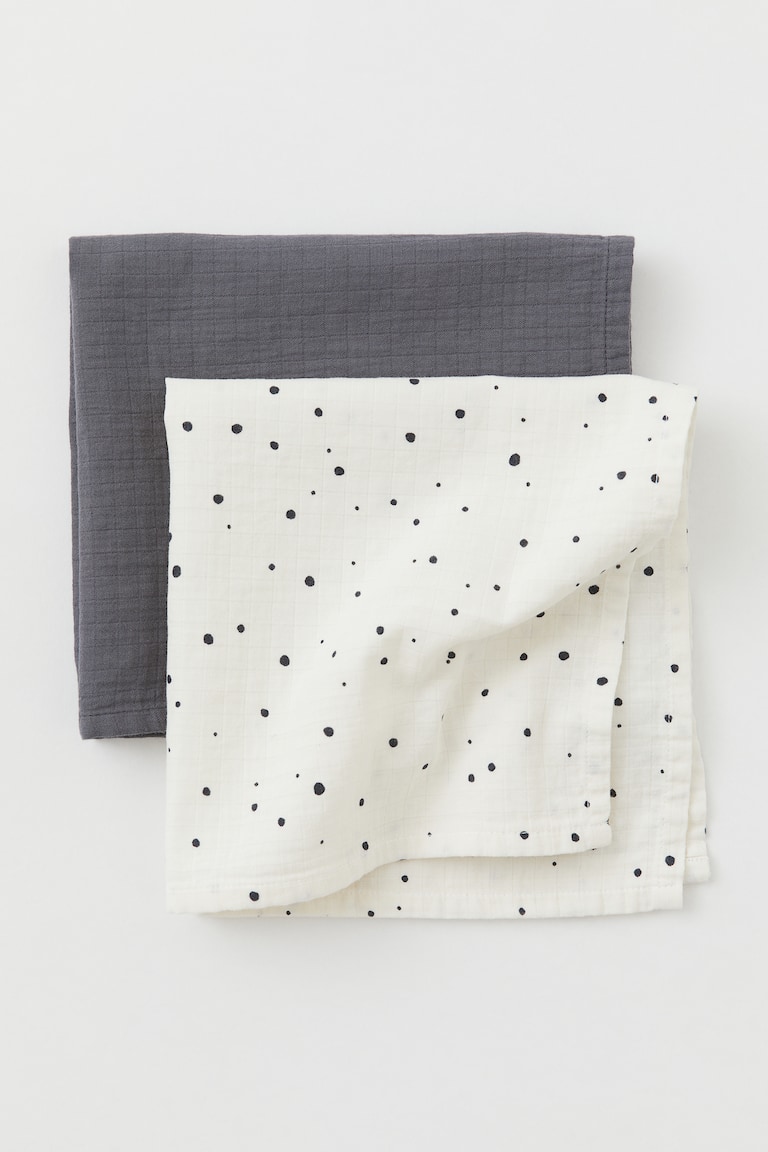 H&M Piccoli Panni In Mussola 2 Pz - Verde Chiaro/pecore - HOME