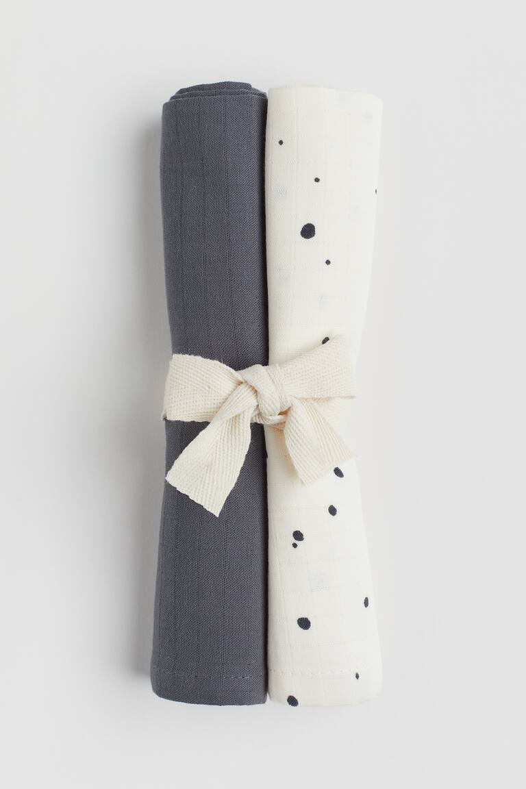 H&M Piccoli Panni In Mussola 2 Pz - Verde Polvere/trifoglio - HOME