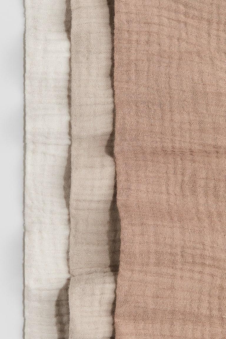 H&M Piccoli Panni In Mussola 3 Pezzi - Greige Chiaro/bianco Naturale - HOME