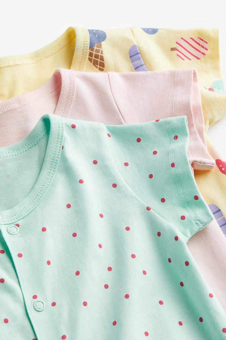 H&M Pigiamini In Cotone 3 Pezzi - Giallo/limoni - BAMBINO