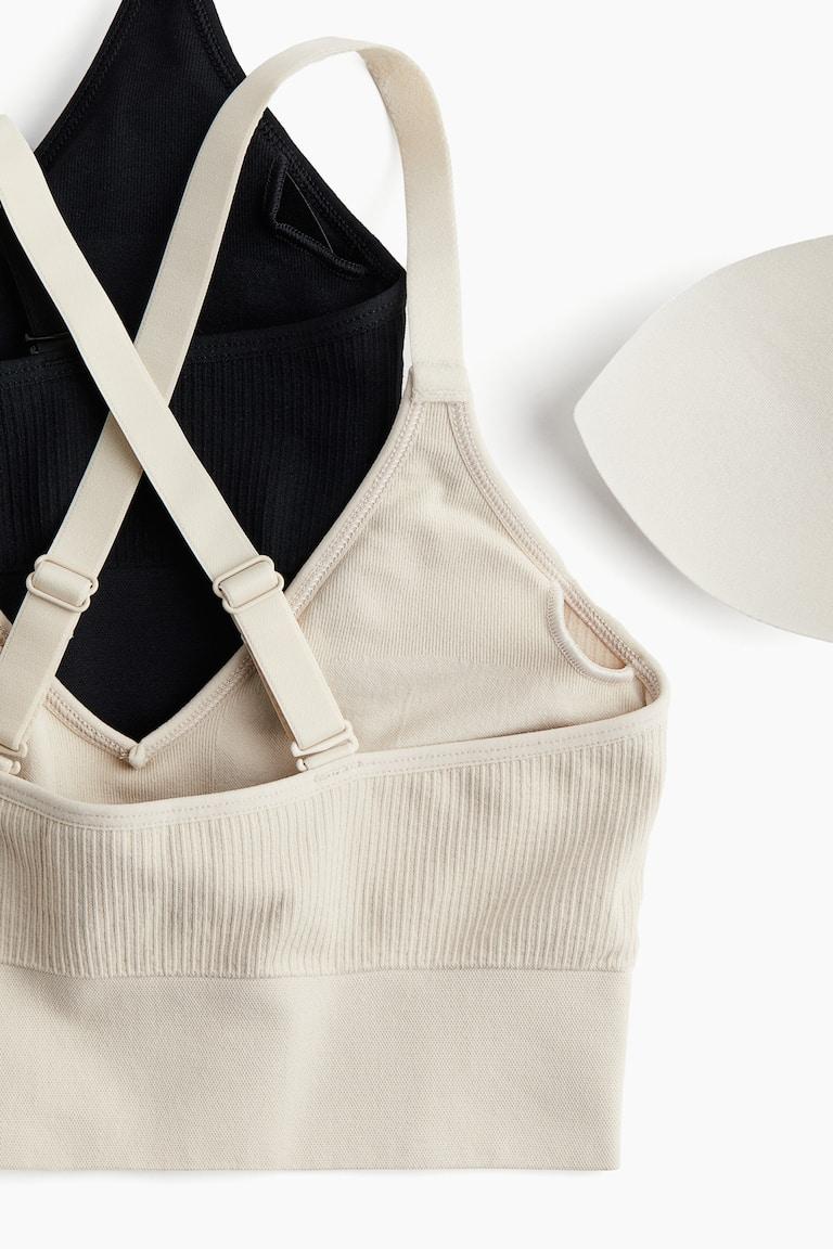 H&M Reggiseni Sport Con DryMove™ Medium Support 2 Pz - Marrone Scuro/beige Chiaro - DONNA