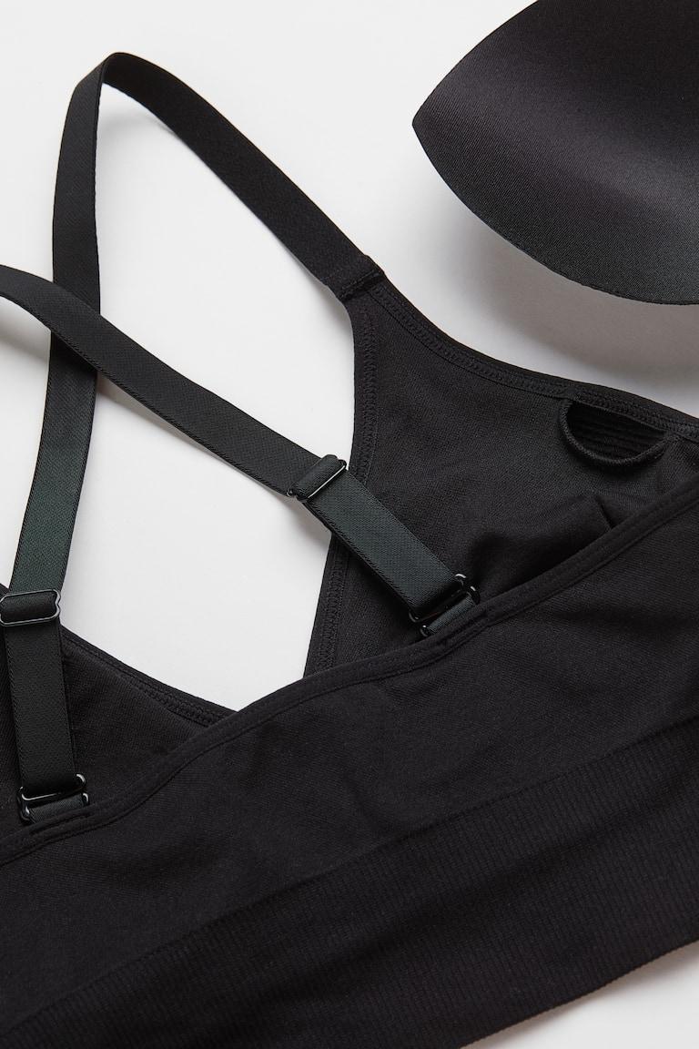 H&M Reggiseno Seamless Con DryMove™ Medium Support - Nero - DONNA