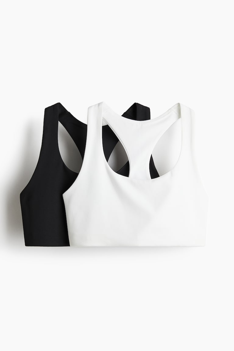 H&M Reggiseno sportivo Medium Support 2 pz - Turchese chiaro/bianco - DONNA