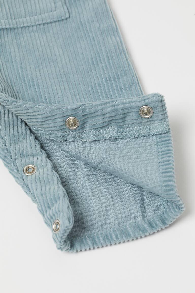 H&M Salopette In Velluto A Coste - Beige Scuro - BAMBINO