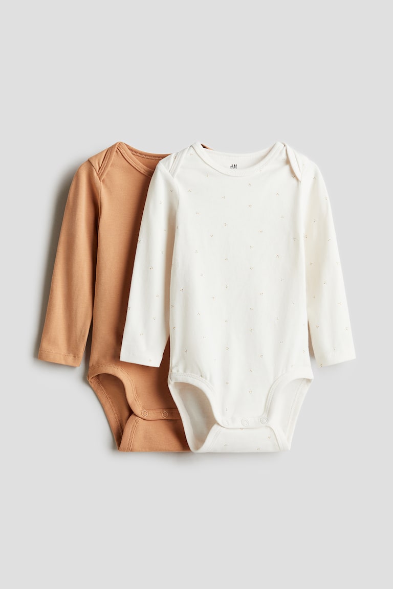 H&M Set 2 pezzi body in morbidissimo cotone - Beige/ciliegie - BAMBINO