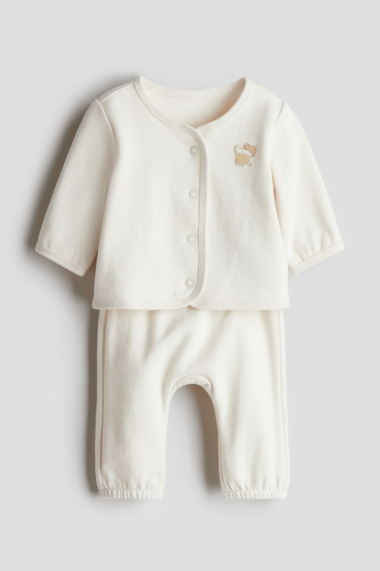 H&M Set 2 pezzi cardigan e joggers - Blu polvere chiaro/tartaruga - BAMBINO