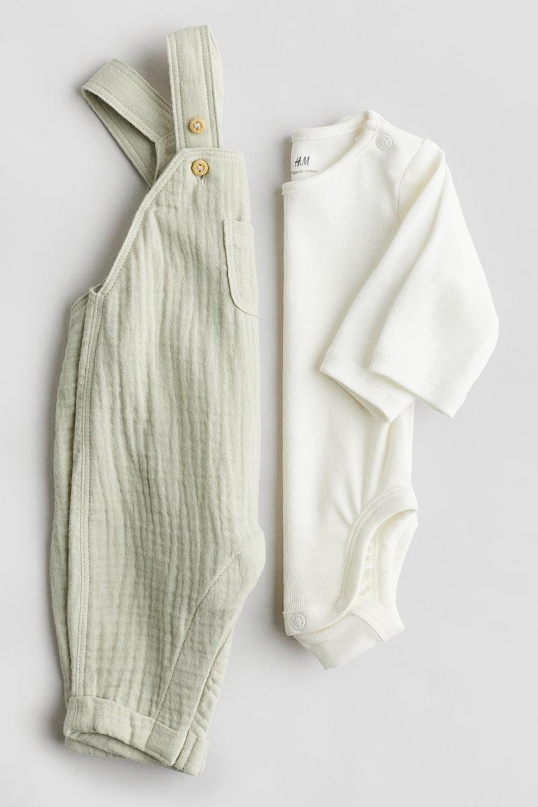 H&M Set 2 Pezzi In Cotone - Beige Chiaro/bianco - BAMBINO