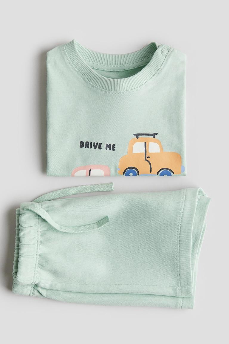 H&M Set 2 Pezzi In Cotone - Beige Chiaro/grigio Scuro - BAMBINO