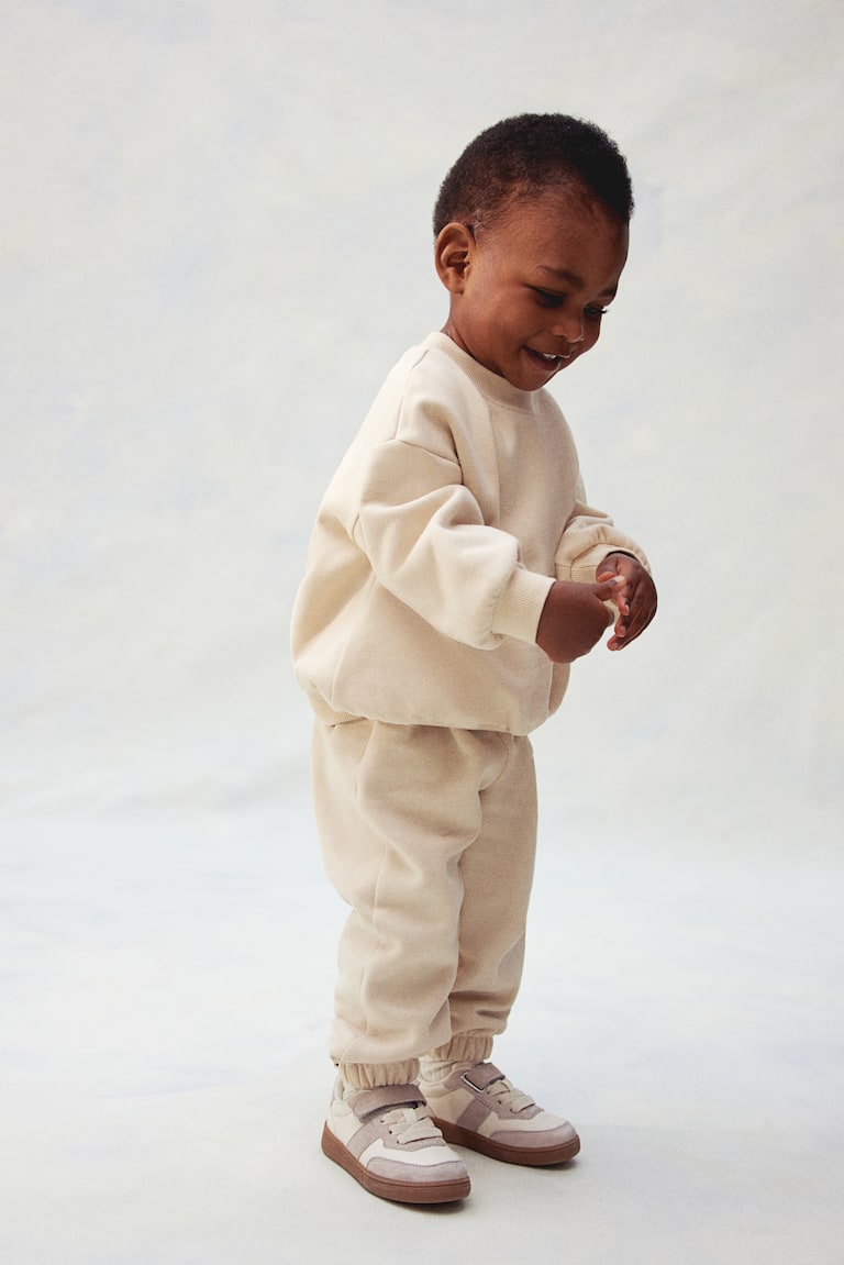 H&M Set 2 Pezzi In Felpa Di Cotone - Beige Scuro - BAMBINO