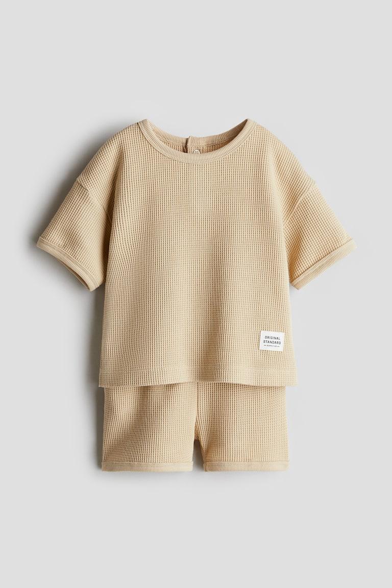 H&M Set 2 pezzi in jersey a nido d’ape - Blu acceso - BAMBINO