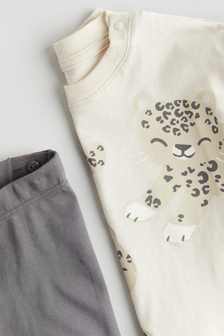 H&M Set 2 Pezzi In Jersey Di Cotone - Azzurro/coniglietti - BAMBINO