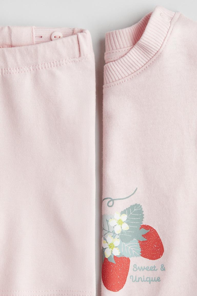 H&M Set 2 Pezzi In Jersey Di Cotone - Rosa Chiaro/fragole - BAMBINO