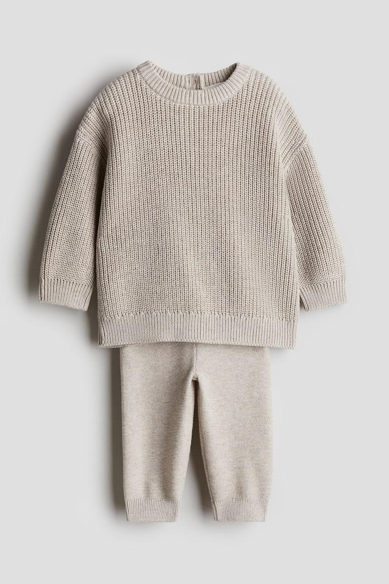 H&M Set 2 pezzi in maglia di cotone - Beige chiaro - BAMBINO