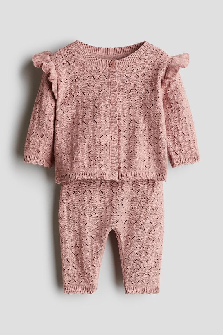 H&M Set 2 pezzi in maglia fine - Blu navy/righe - BAMBINO